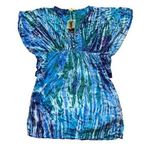 Pineapples Hawaii Blue and Green Women's Top Size XXS Photo 0