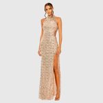 Mac Duggal 49679 Rose Gold Side Cut Out High Neck Sequin Gown Dress Photo 2