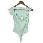 NOAM Julep Green‎ Bodysuit Asymmetrical Cowl Neck Braided Strap Small NWT Green Photo 4