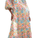 KITSCH & POP Edition Boho Rainbow Paisley Maxi Dress S White Photo 0