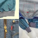 Levi Strauss & CO. Levi's Red Collection Bomber Denim Jacket Cropped Scratched Print Vintage Photo 9