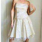 90s Cream Prom Dress Strapless Brocade Size M Fairy tale Coquette Ballerina Gold Size M Photo 3