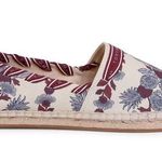 Tory Burch Grosgrain Whipstitch Floral Imperial Garnet Espadrilles Flat,Sz 7,NIB Photo 1