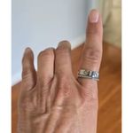 Boutique 18k White Gold Plated Rhinestone Clover Ring Band Stackable Set Photo 6