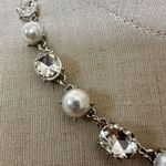 Faux pearl rhinestone silver tone necklace Photo 2