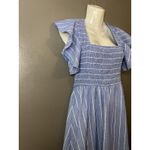 Cupshe  Dress Womens Small Blue Striped Flutter Sleeve Smocked Maxi Sundress Photo 3