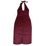 Jason Wu Women’s Burgundy Wine Red Halter Neck Satin Cocktail Midi Dress Photo 4