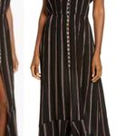 Elan Strapless Striped Black Maxi Cover-Up Summer Dress High Front Slit Size M Photo 0