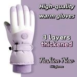 Winter Insulated Skiing Touchscreen Windproof Gray Ski Gloves OS Fleece Lined Photo 3