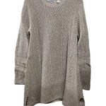 eight eight eight  Women’s Large Biege Cotton Cowl Neck Herringbone Sweater Tunic Photo 0