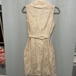 Brooks Brothers Petite Fit Sleeveless Collared Button Linen Blend Dress Tan 6P Photo 1