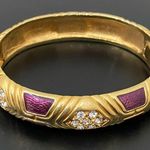 Joan Rivers Retired Wine Red Enamel Pave Rhinestone Goldplated Hinged Bracelet
‘ Photo 3