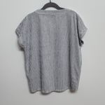 Jones New York Blue White Gray Textured V-Neck Short Sleeve Shirt Medium Photo 3