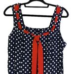 LESLIE LUCKS Blue & Red Ribbon Polka Dot Pin Up Sailor Dress Size 10 Photo 1