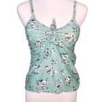 Beachsissi Blue Floral Knit Front Padded Swim Tankini Top LARGE NWT Swimwear Photo 1