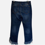 INC  straight leg crop fringe jeans 12P button front Photo 3