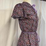 JCPenney Purple Floral Midi Dress 1970s 70s Prairie Vintage Romantic Coquette Photo 2