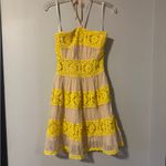 Foxiedox  Yellow and Cream Lace Halter Dress size Small Photo 1