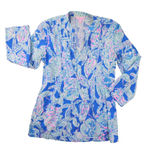 Lilly Pulitzer Elsa Top Into The Deep Womens XS Blue Tropical Resort Beach 22128 Photo 0