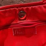 Shiraleah  red and black felt flowered short handle purse clutch Photo 15