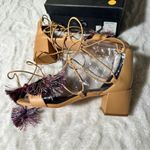 Rebecca Minkoff  Tan Sandals Size 9 Neutral Resort Strappy Laces Pom Pom Coastal Photo 8