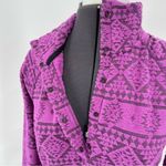 Eastern Mountain Sports Purple Fleece Jacket Hiking Layer Geometric Aztec Print Pullover Top EMS Size S Photo 3