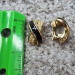 Vintage X Clip on Earrings Gold Color Metal Enamel Rhinestones. One missing pad Photo 1