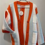 Anrabess orange & Blue chunky striped button cardigan Oversized size small Photo 11
