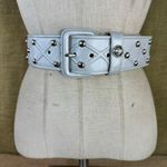 Calvin Klein Women’s Wide Soft Silver Metallic Studded Leather Belt And Buckle 34-37 1/2 Inches M/Lrg Photo 11