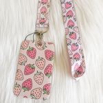 Strawberry lanyard with Id/ card holder Pink Photo 1