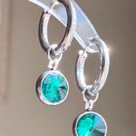 Handmade gold tone stainless steel green simple minimalist hoop earrings💚 Photo 7