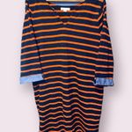 BeachLunchLounge 3/4 Sleeve V-Neck Casual Striped Midi Dress - size medium Photo 1