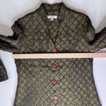 Coldwater Creek  Textured Diamond Blazer Jacket Small Olive Green Boho Quilted Photo 9