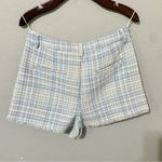 ZARA Bloggers Favorite Blue Structured Hight Waisted Shorts with Pockets Size L Photo 4