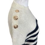ZARA  NWT Striped Knit Pullover Sweater Women’s Size Medium Button Shoulder Photo 5