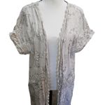 Elena Baldi Linen Duster Lace Floral Patterned Cream Kimono Made In Italy M Photo 0