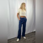 House of Harlow 1960 Linen Blend Straight Leg Pants in Blue Size 0 Photo 1