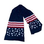 Navy Blue Red White Striped Star Knit American Flag Patriotic Scarf Photo 0