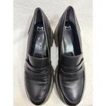 Marc Fisher 9.5 Leather Mllatika Platform Loafers Black Goth Wednesday Halloween Photo 3