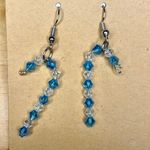 Blue & Clear Crystal Candy Cane Earrings Photo 0