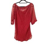 CARLY HARRIS NEW ZEALAND Semi‎ Sheer Off Shoulder Tunic Red Size M Photo 1