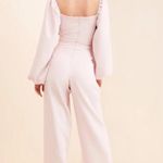Sister Jane Theatre Bow Long Balloon Sleeve Jumpsuit Pink Rose Quartz Medium M Photo 1