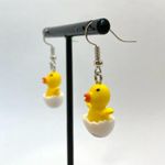 Baby chicken chick earrings baby bird earrings Photo 2