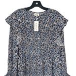 Sonmer Womens Floral Long Sleeve Ruffle Trim Maxi Dress Blue Multi Small NWT‎ Photo 1