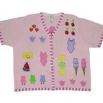 Quacker Factory Vintage 90s Sweet Treats Short Sleeve Cardigan Sweater Photo 0