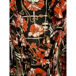 Trina Turk  Wrap Top Floral‎ Print Silk Lycra Black Red Orange Size M Photo 1
