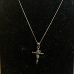 Rustic sterling silver finished with a black patina crucifix cross necklace Photo 0