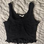 Anthropologie Black Ruffled Cropped Tank Top Photo 0