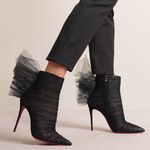 Christian Louboutin NWOB Libellibooty 100 Organza in Black Tulle Photo 0