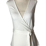 Diane Von Furstenberg Diane‎ Von Furstenberg Shirt Women XS White Knit Sleeveless Wrap Top Luxury Photo 0